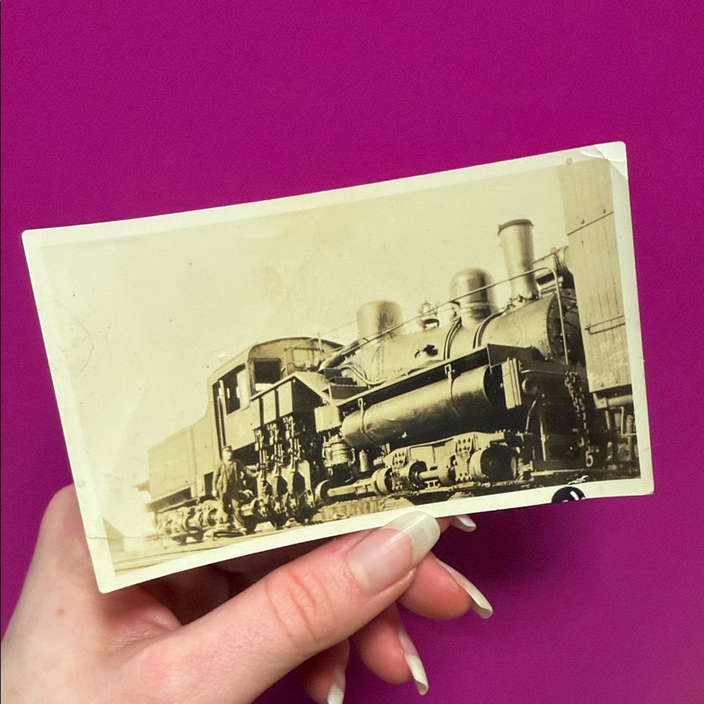 “Floyd and His Engine” Vintage Train Photograph